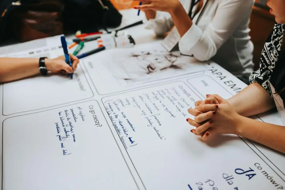Strategy session with notes and sketches